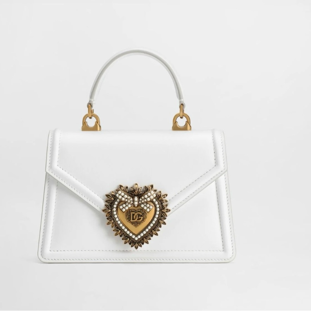 D&G White Satchel with Gold Heart Accent